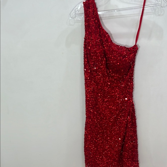 Red Sequin One Shoulder Bodycon Dress Ashley Lauren 4469